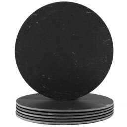Argon Tableware 30Cm Slate Placemats - Set Of 6 Round Natural Stone Smooth Edge Slate Dinner Mats Dinnerware Plate Placemats