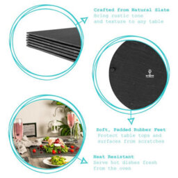 Argon Tableware 30Cm Slate Placemats - Set Of 6 Round Natural Stone Smooth Edge Slate Dinner Mats Dinnerware Plate Placemats - thumbnail 2