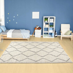 The Rugs Moroccan Shaggy Rugs And Runners Soft Fluffy Wavy Trellis Design High Pile Ivory And Grey Living Room Kitchen Hallway 800 - thumbnail 6