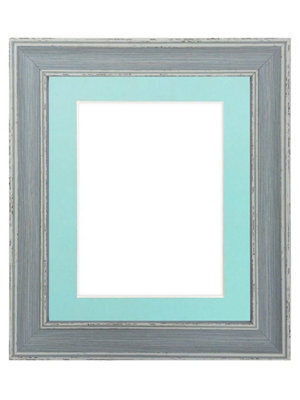 Frames By Post Scandi Distressed Blue Frame With Blue Mount For Image Size 12 X 8 Inch - image 1