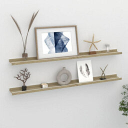 Vidaxl Wall Shelves 2 Pcs White And Sonoma Oak 100X9X3 Cm - thumbnail 1