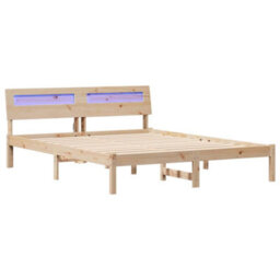 Berkfield With Led Strip Lights Brown 150 X 200 Cm Solid Pine Wood - thumbnail 2