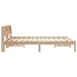 Berkfield With Led Strip Lights Brown 150 X 200 Cm Solid Pine Wood - thumbnail 6