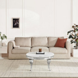 Furniturebox Uk Skye Round White Marble Glass And Metal Coffee Table - thumbnail 3