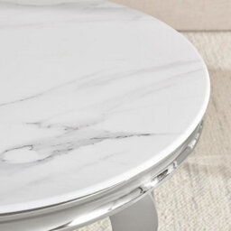 Furniturebox Uk Skye Round White Marble Glass And Metal Coffee Table - thumbnail 5