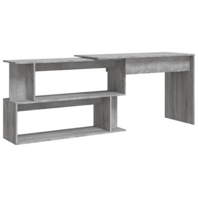 Berkfield Modern Corner Desk Grey Sonoma 200X50X76 Cm Engineered Wood