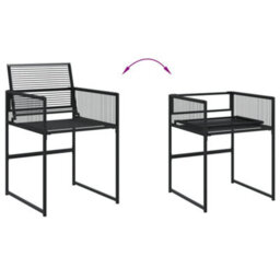 Walplus 7 Piece Garden Outdoor Dining Set Suitable For Backyard, Patio Black Poly Rattan - thumbnail 4