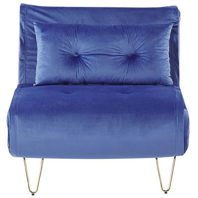 Beliani Single Sofa Bed Vestfold Velvet Navy Blue - image 1