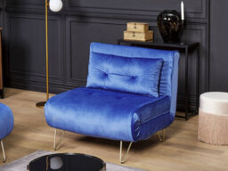 Beliani Single Sofa Bed Vestfold Velvet Navy Blue - thumbnail 2