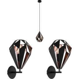 Stylish Black And Copper Geometric Ceiling Pendant Light With Matching Wall Sconces - thumbnail 1
