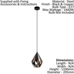 Stylish Black And Copper Geometric Ceiling Pendant Light With Matching Wall Sconces - thumbnail 2