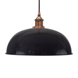 Navy Blue Worcester Painted Dome Pendant Light With Antique Copper Lamp Holder And Black Round Cable - Se Home - thumbnail 1