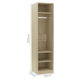 Berkfield Wardrobe Sonoma Oak 50X50X200 Cm Engineered Wood - thumbnail 7
