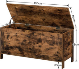 Wooden Storage Chest Trunk, Bed End Storage Bench, Large Capacity Toy Chests With Lid, Blanket Box Organizer Unit, - thumbnail 9