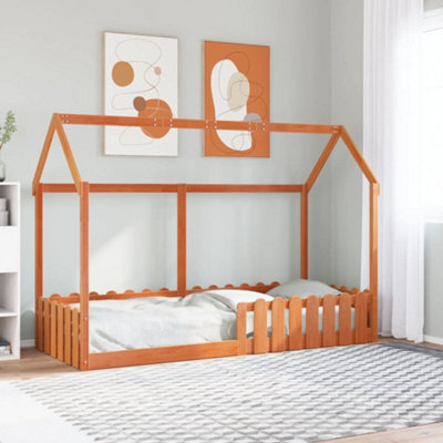 Berkfield Kids' House Bed Frame Without Mattress Wax Brown 80X200 Cm - image 1