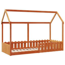 Berkfield Kids' House Bed Frame Without Mattress Wax Brown 80X200 Cm - thumbnail 3