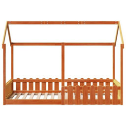 Berkfield Kids' House Bed Frame Without Mattress Wax Brown 80X200 Cm - thumbnail 4