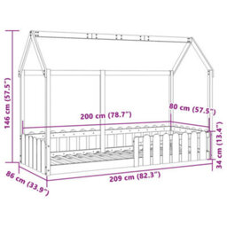 Berkfield Kids' House Bed Frame Without Mattress Wax Brown 80X200 Cm - thumbnail 9