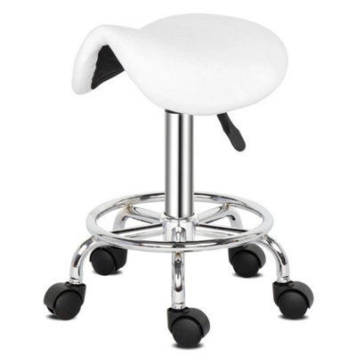 Pu Leather Saddle Stool Adjustable Rolling Salon Swivel Chair - image 1