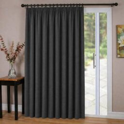 Oxford Homeware Plain Grey 230Gsm Blackout Curtain Thermal Insulated Pencil Pleat For Door Curtain (W)168Cmx(L)213Cm Single Panel - thumbnail 7