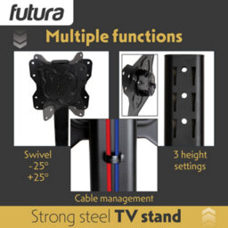 Futura Universal Tv Stand 17 To 55 Inch Tvs, Swivel, Rotation & Height Adjustable, 20Kg Load, Max Vesa 200X200mm Glass Base - thumbnail 3