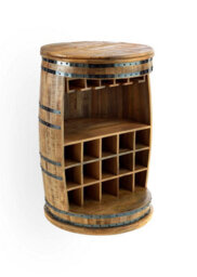 Elm Home And Products Elm Home And Garden Solid Mango Wood Wine Rack Barrel Home Bar Fully Assembled 90Cm X 60Cm X 60Cm - thumbnail 6