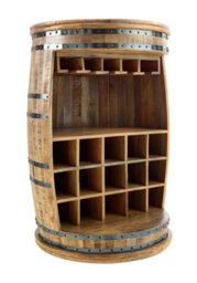 Elm Home And Products Elm Home And Garden Solid Mango Wood Wine Rack Barrel Home Bar Fully Assembled 90Cm X 60Cm X 60Cm - thumbnail 5