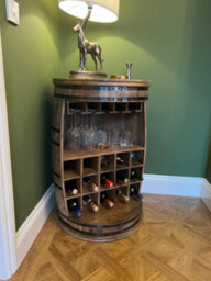 Elm Home And Products Elm Home And Garden Solid Mango Wood Wine Rack Barrel Home Bar Fully Assembled 90Cm X 60Cm X 60Cm - thumbnail 2