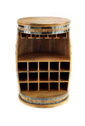 Elm Home And Products Elm Home And Garden Solid Mango Wood Wine Rack Barrel Home Bar Fully Assembled 90Cm X 60Cm X 60Cm - thumbnail 7