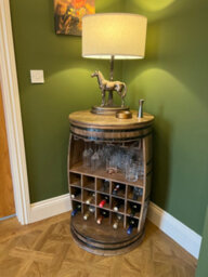 Elm Home And Products Elm Home And Garden Solid Mango Wood Wine Rack Barrel Home Bar Fully Assembled 90Cm X 60Cm X 60Cm - thumbnail 4