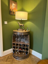 Elm Home And Products Elm Home And Garden Solid Mango Wood Wine Rack Barrel Home Bar Fully Assembled 90Cm X 60Cm X 60Cm - thumbnail 3