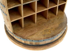Elm Home And Products Elm Home And Garden Solid Mango Wood Wine Rack Barrel Home Bar Fully Assembled 90Cm X 60Cm X 60Cm - thumbnail 8