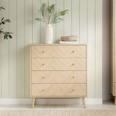 4 Drawer Oak Brown Wooden Chest Birlea Herringford - image 1