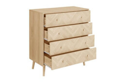 4 Drawer Oak Brown Wooden Chest Birlea Herringford - thumbnail 7