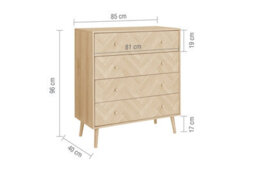 4 Drawer Oak Brown Wooden Chest Birlea Herringford - thumbnail 8