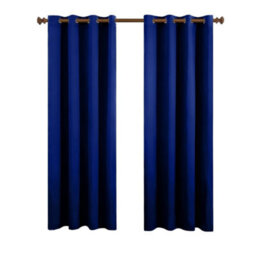 Aspire Homeware Plain Room Darkening Blackout Eyelet Curtain Pair Navy (W)168Cm X (D)183Cm With Tie Back Pair - thumbnail 1