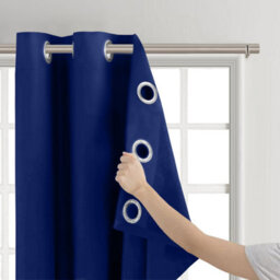 Aspire Homeware Plain Room Darkening Blackout Eyelet Curtain Pair Navy (W)168Cm X (D)183Cm With Tie Back Pair - thumbnail 6