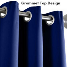 Aspire Homeware Plain Room Darkening Blackout Eyelet Curtain Pair Navy (W)168Cm X (D)183Cm With Tie Back Pair - thumbnail 4