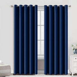 Aspire Homeware Plain Room Darkening Blackout Eyelet Curtain Pair Navy (W)168Cm X (D)183Cm With Tie Back Pair - thumbnail 9