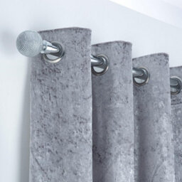 A.unique Home Beaded Ball Metal Extendable Curtain Pole With Rings And Fittings (25/28mm) - Nickel, 120Cm - 220Cm Approx - thumbnail 5