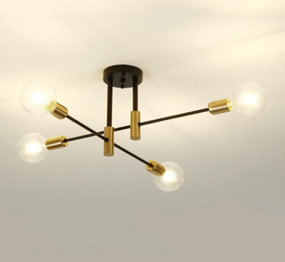 Chandelier E27 Socket Pendant Light Fixture Black Gold Ceiling Light - image 1