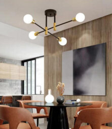 Chandelier E27 Socket Pendant Light Fixture Black Gold Ceiling Light - thumbnail 2