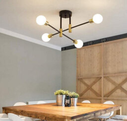 Chandelier E27 Socket Pendant Light Fixture Black Gold Ceiling Light - thumbnail 3
