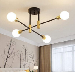 Chandelier E27 Socket Pendant Light Fixture Black Gold Ceiling Light - thumbnail 4
