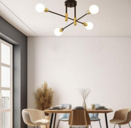Chandelier E27 Socket Pendant Light Fixture Black Gold Ceiling Light - thumbnail 5
