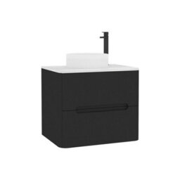 Royal Bathrooms Venice 600mm Matt Nocturne Black Wall Mounted Bathroom Countertop Vanity Unit 2 Drawer With Round Basin - thumbnail 7