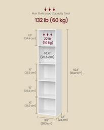 Ledrem Bookcase, 5-Tier Open Storage Shelf, Freestanding Shelving Unit - thumbnail 5