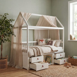 Nöa & Nani Lottie Bo Peep House Day Bed With Storage Drawers In Classic White - thumbnail 2