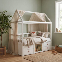 Nöa & Nani Lottie Bo Peep House Day Bed With Storage Drawers In Classic White - thumbnail 1