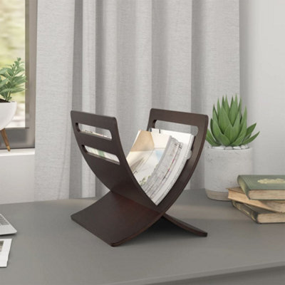 Berkfield Wooden Magazine Rack Floor Standing Brown - image 1